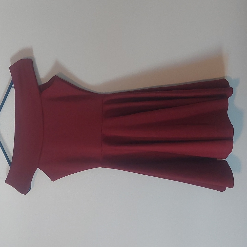 Boohoo Off The Shoulder Skater Dress, Berry